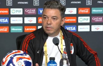 Marcelo gallardo en la rueda de prensa antes del partido con Inter de Milán.