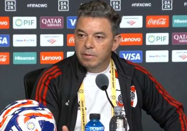 Marcelo gallardo en la rueda de prensa antes del partido con Inter de Milán.