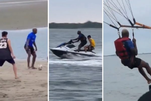 Moisés Caicedo vive vacaciones inolvidables en Ecuador parapente, motos acuáticas y fútbol junto a amigos