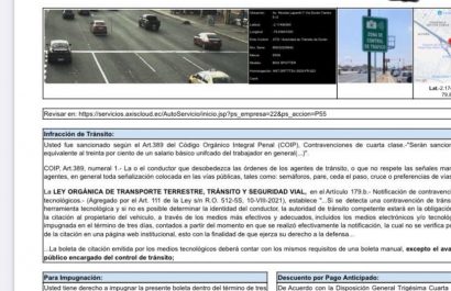 A través de su cuenta en la red social «X», el exlegislador Galo Lara compartió una multa que evidencia la reactivación de los radares un día antes de la fecha oficialmente anunciada.
