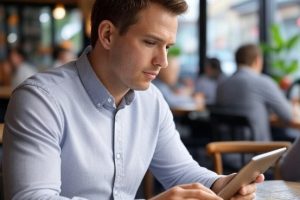 Un hombre revisa indicadores económicos