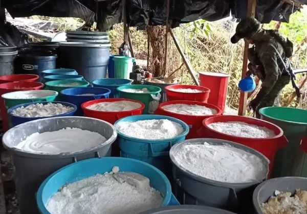 Una operación militar conjunta entre los ejércitos de Colombia y Ecuador permitió la destrucción de un laboratorio clandestino de cocaína y pasta base de cocaína.