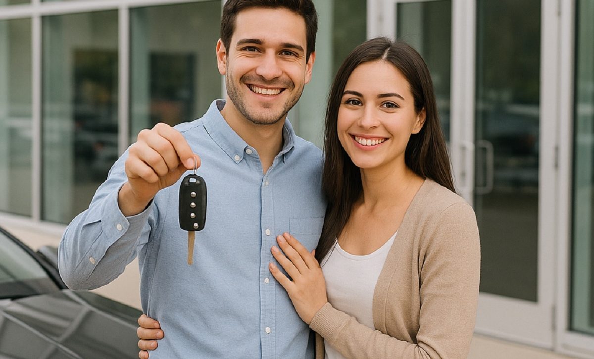 Una pareja celebra la compra de su nuevo vehículo. (Imagen IA: ChatGPT)