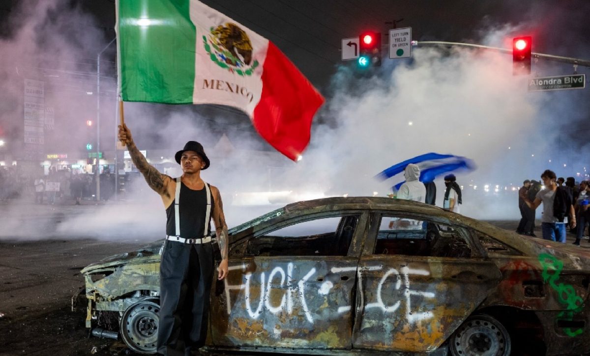 Violentas protestas e incendios sacudieron Los Ángeles por tercer día consecutivo este lunes 9 de junio del 2025.