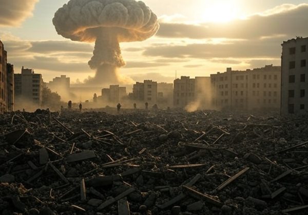 A nivel global, dos años después de la guerra, la producción de alimentos disminuiría en un 80%, señala estudio (imagen creada con inteligencia artificial).