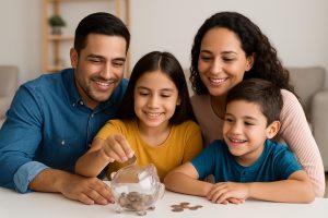 Ahorro familiar: el porcentaje ideal del ingreso que los padres deben reservar cada mes. FOTO: Inteligencia Artificial (ChatGPT).