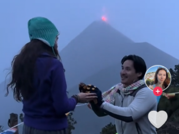 Propuesta épica: así respondió el volcán Acatenango cuando un joven pidió matrimonio