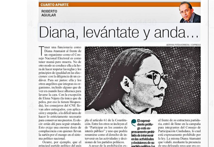 El artículo de Roberto Aguilar sobre Diana Atamaint