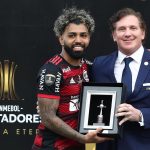 Gabi de Flamengo celebra al ganar hoy, en la final de la copa Libertadores entre Flamengo y Athletico Paranaense