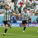 Lionel Messi celebra el gol de Argentina vs. Arabia Saudita