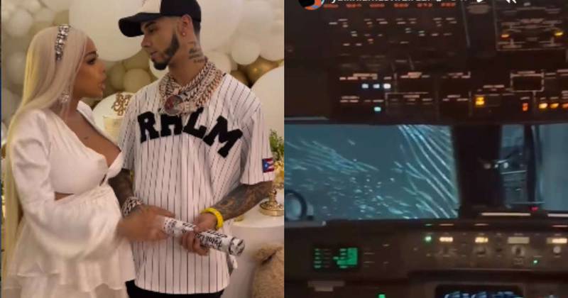 Anuel y su esposa Yailin mostraron en sus redes sociales el estado en el que quedó la ventana del avión tras realizar un aterrizaje de emergencia.