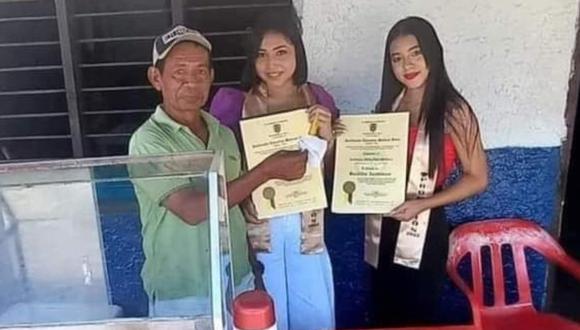 Natalia y Brenda celebraron su graduación de colegio con el vendedor de comida que les fiaba cuando no tenían dinero.