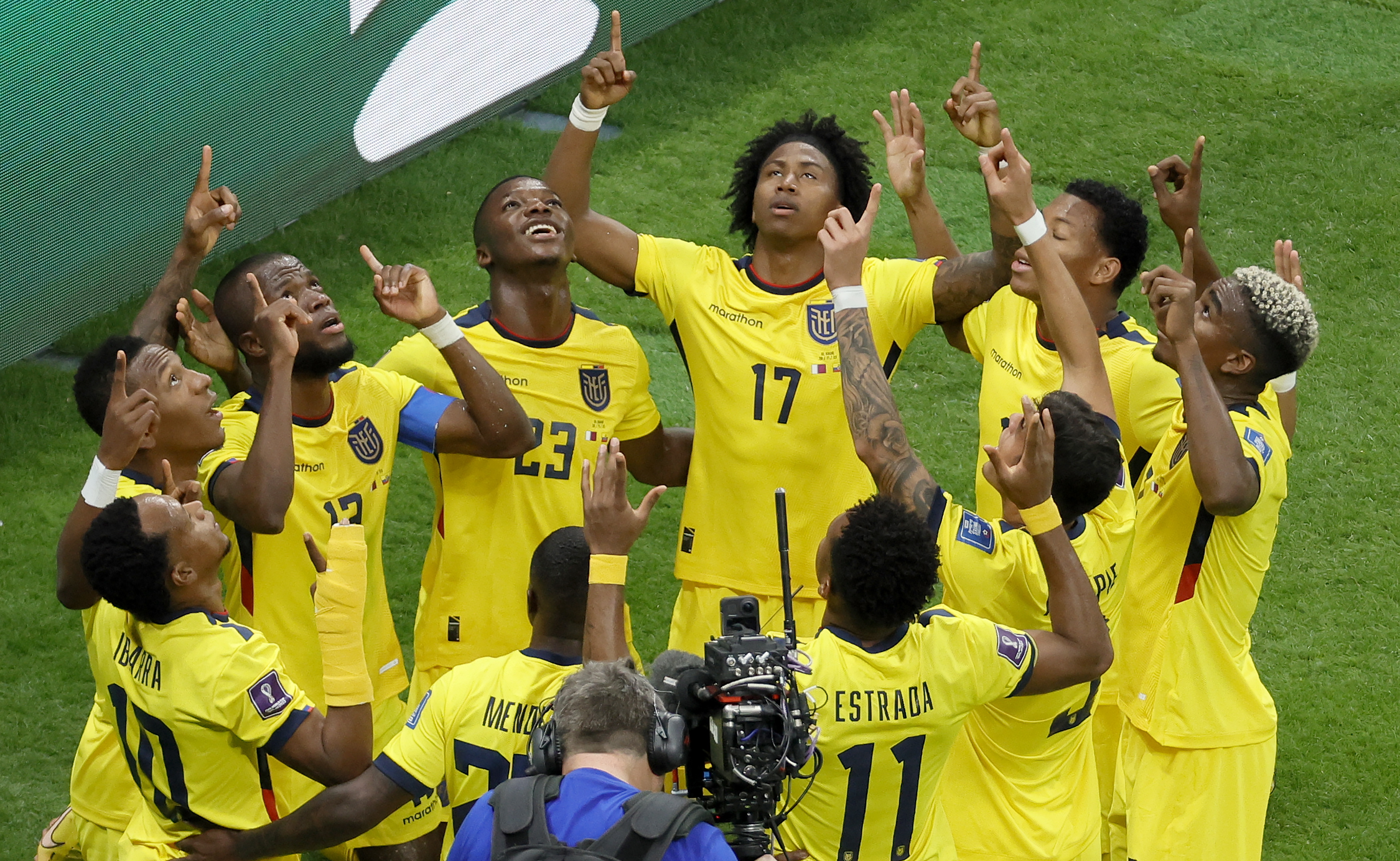 Jugadores de la selección ecuatoriana de fútbol durante su participación en el Mundial de Qatar 2022.