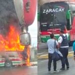 El bus 07 de la cooperativa Zaracay se incendió en la provincia del Guayas mientras se dirigía a Santo Domingo.