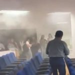 Previo a la llegada a Manta, del candidato a la Presidencia de la República Daniel Noboa se registró un incidente donde hubo humo.