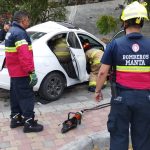 Frente a las  instalaciones de la Fiscalía de Manta se registró un accidente de tránsito cuando apenas amanecía.