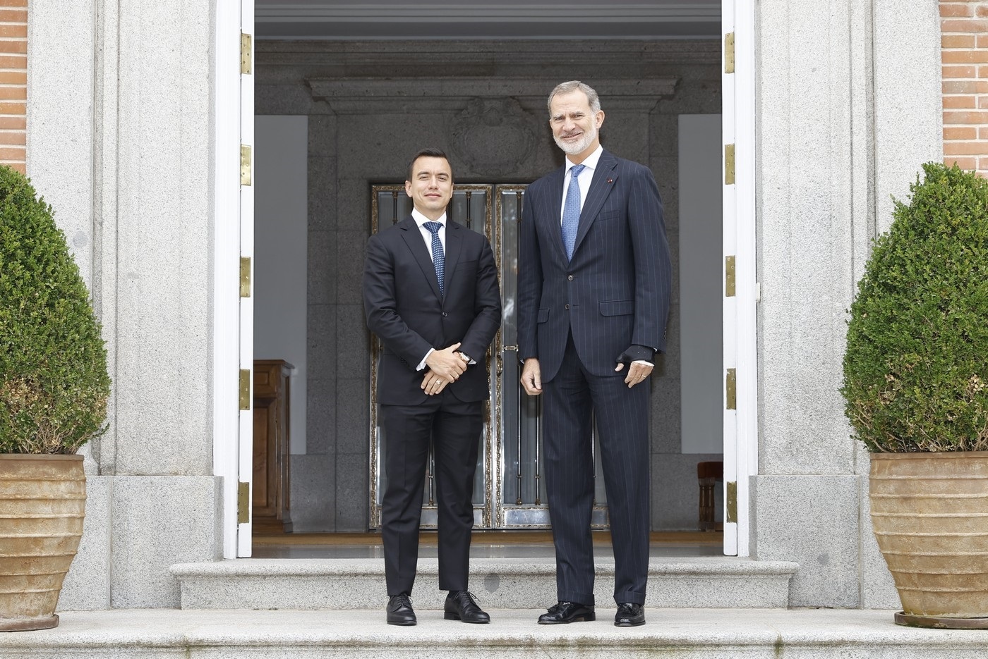 Presidente de Ecuador Daniel Noboa se reúne con el Rey de España y el presidente español