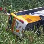 Un bus de transporte interprovincial de la cooperativa manabita Carlos Alberto Aray cayó al abismo en la vía Alóag-Santo Domingo.