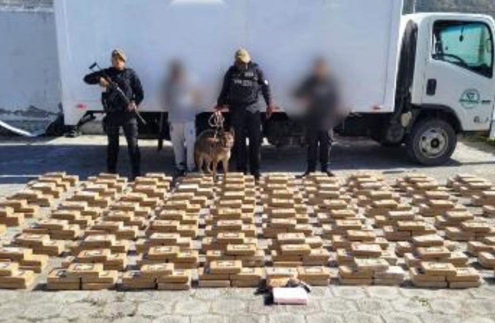 Un camión que cubría la ruta Tulcán-Quito fue retenido por la Policía y en su interior se encontró media tonelada de droga.