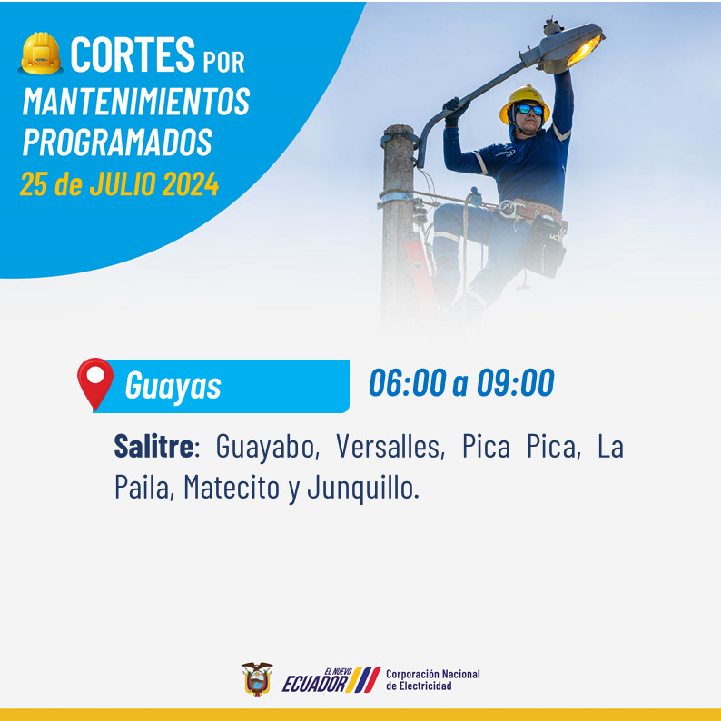 Habrá cortes de luz en seis provincias este 25 de julio