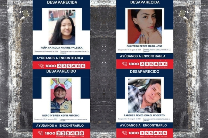 Cuatro jóvenes desaparecidos en Puerto López, Manabí