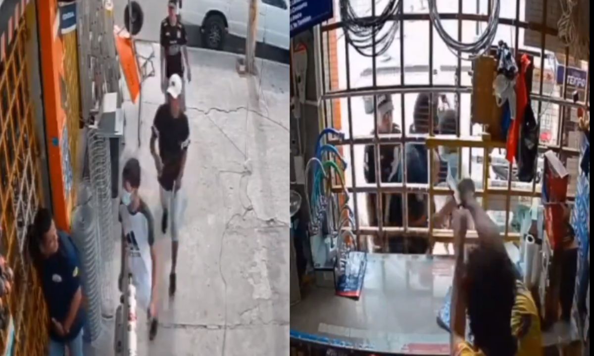 Dueño de ferretería recibe a bala a tres delincuentes.