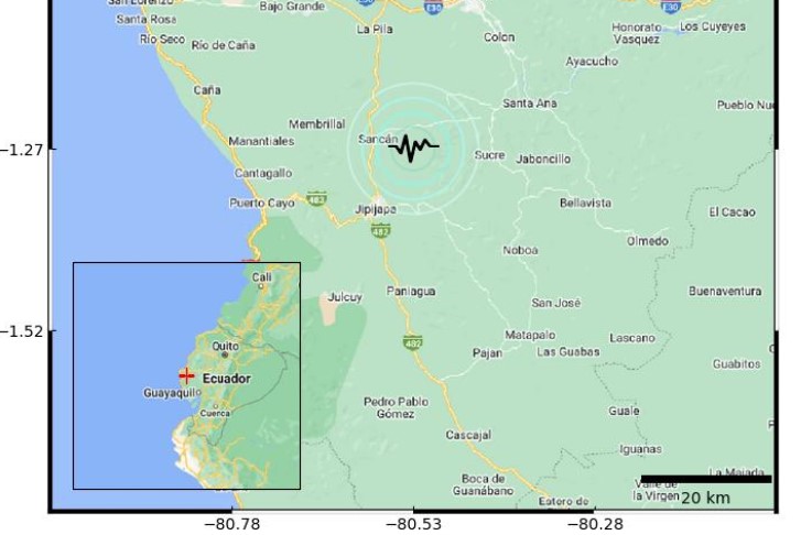 Se sintió temblor 3.3 de magnitud en Jipijapa Manabí Sancán
