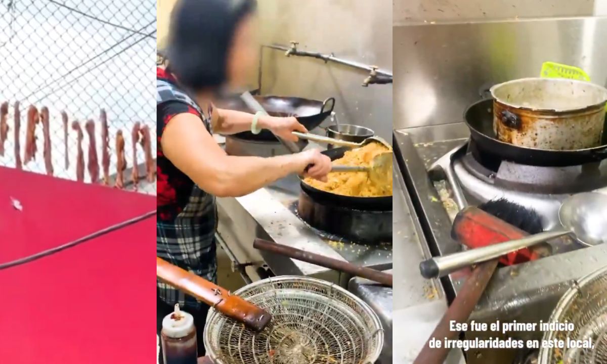 Carnes estaban colgadas como medias en cordel en chifa de Portoviejo