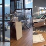 Un hombre estrelló su carro contra una concesionaria