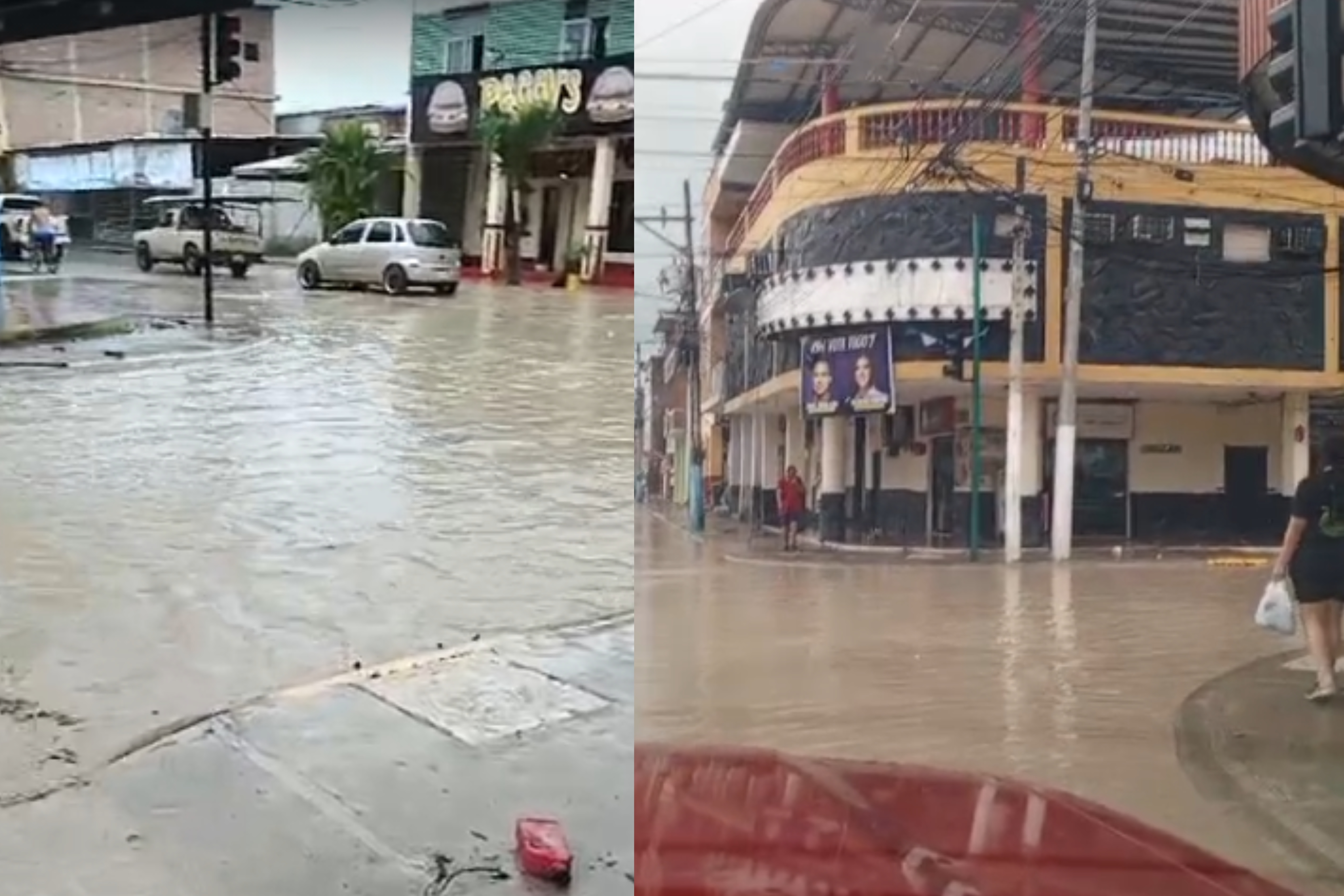 Fuertes lluvias provocan inundaciones en varias zonas de la capital de Manabí