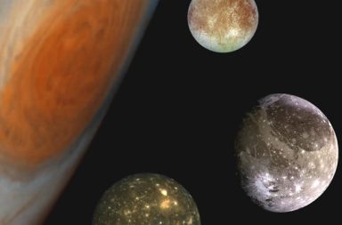 Este "retrato de familia" muestra una composición de imágenes de Júpiter y sus cuatro lunas mayores