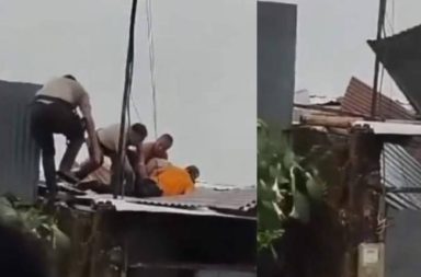 Una intervención policial registrada en Santo Domingo de los Tsáchilas terminó con un techo de zinc destruido y un video que se viralizó en redes.