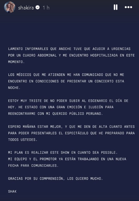 Comunicado de Shakira