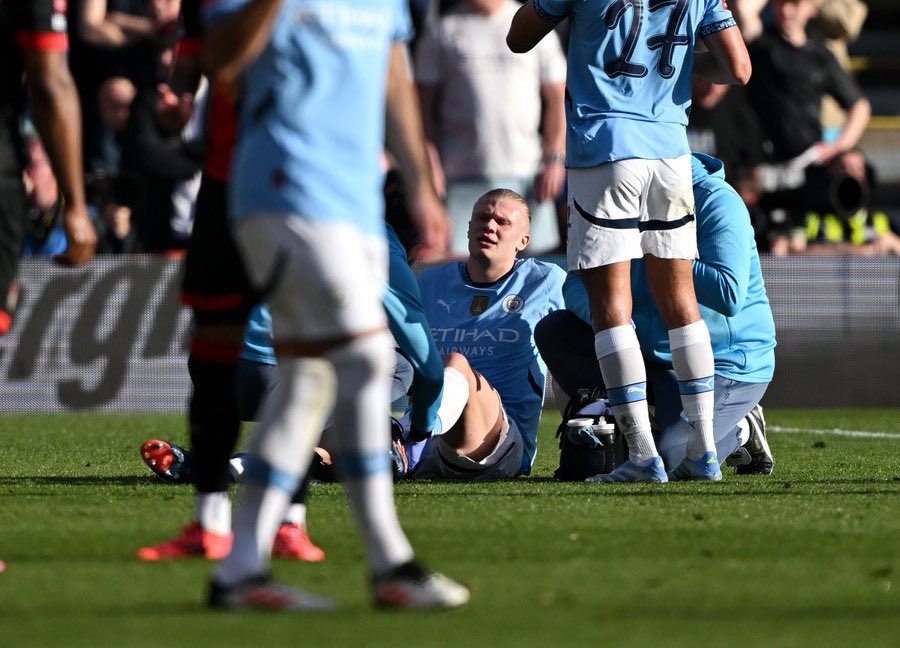 Erling Haaland, jugador del Manchester City está lesionado
