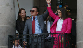 El presidente Daniel Noboa junto a su vicepresidenta, María José Pinto en el Palacio de Carondelet.