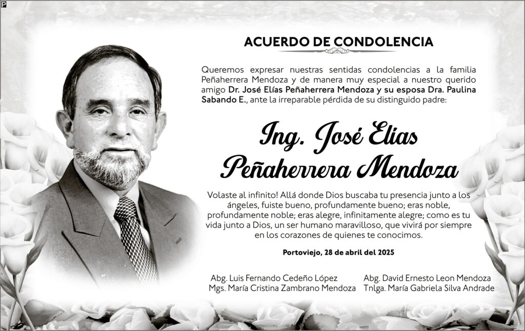 ACUERDO DE CONDOLENCIA: Ing. José Elías Peñaherrera Mendoza
