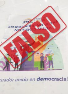 CNE desmiente noticia falsa: El voto es obligatorio en todo Ecuador, incluyendo Manabí, para elecciones presidenciales del domingo 13 de abril.