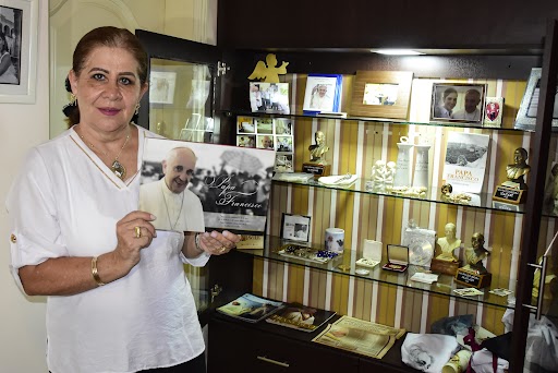 Norma Fernández recibimiento del Papa Francisco