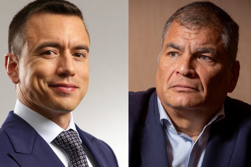 Rafael Correa dice que los "gestores de paz" son un modelo exitoso y que Daniel Noboa propuso las "brigadas de seguridad" en su plan de desarrollo.