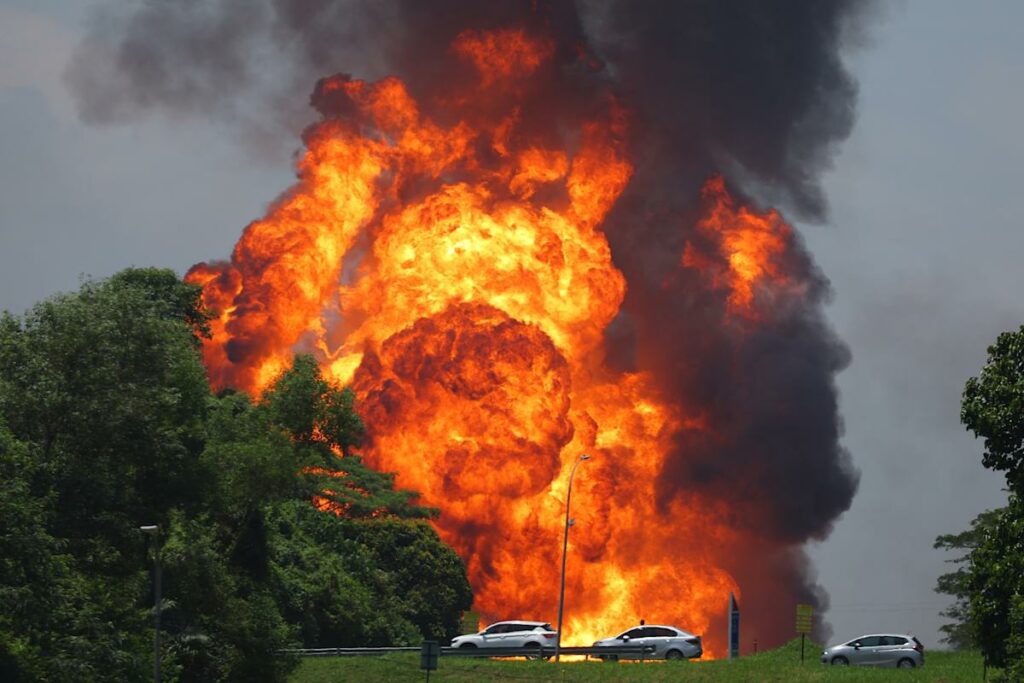 Una explosión de gas en Malasia deja 145 personas heridas y destruye viviendas.