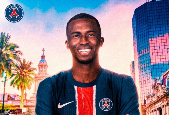 Willian Pacho jugador del PSG en una ilustración de su club