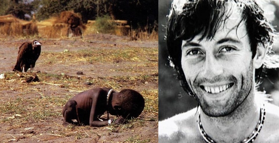 El 26 de marzo 1993, The New York Times publicó la foto de Carter con la leyenda "Una niña pequeña, debilitada por el hambre, se derrumbó recientemente a lo largo del camino hacia un centro de alimentación en Ayod. Cerca, un buitre esperaba"