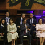Daniel Noboa durante la toma de juramento e investidura. (API).