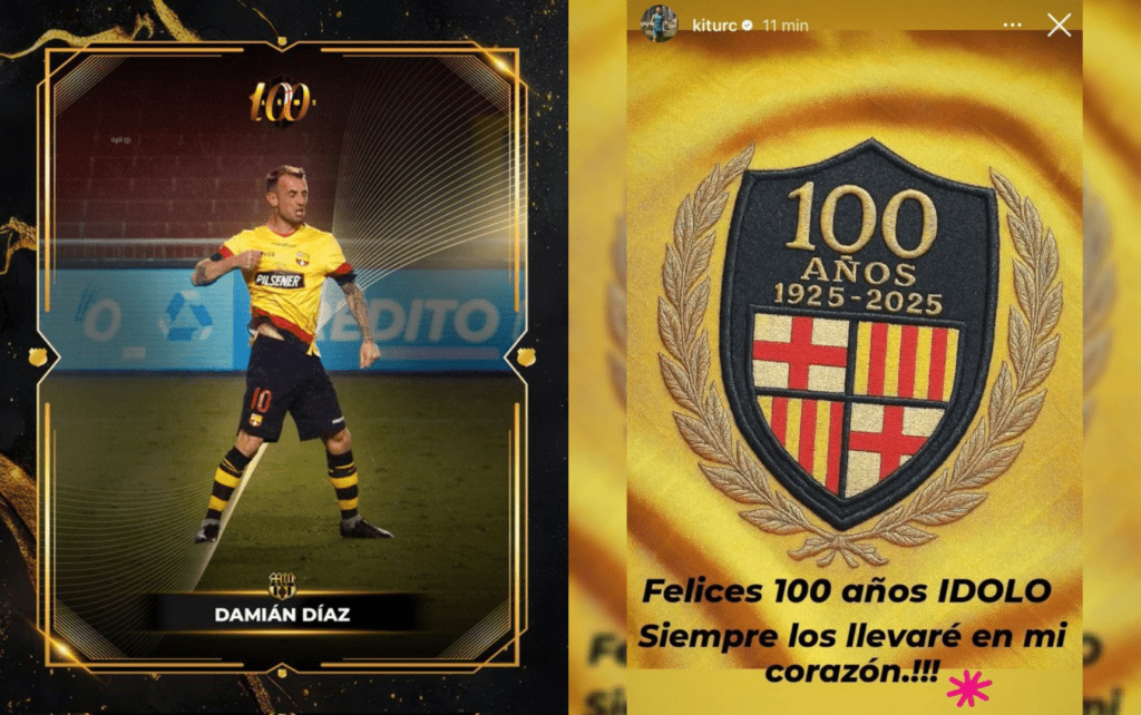 Barcelona felicitó a Damián Díaz por su cumpleaños, y el 'Kitu' también lo hizo por el Centenario dle club