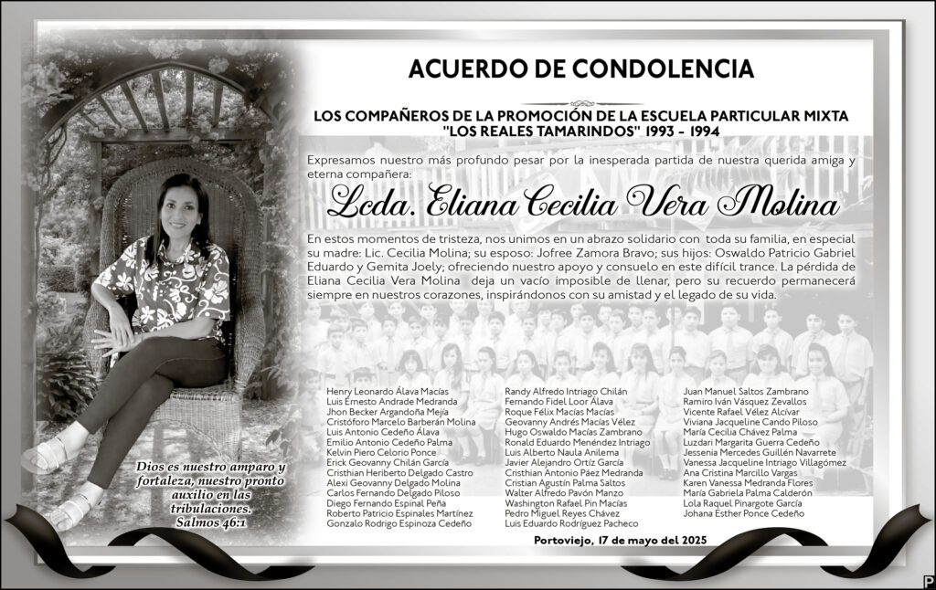 ACUERDO DE CONDOLENCIA: Lcda. Eliana Cecilia Vera Molina