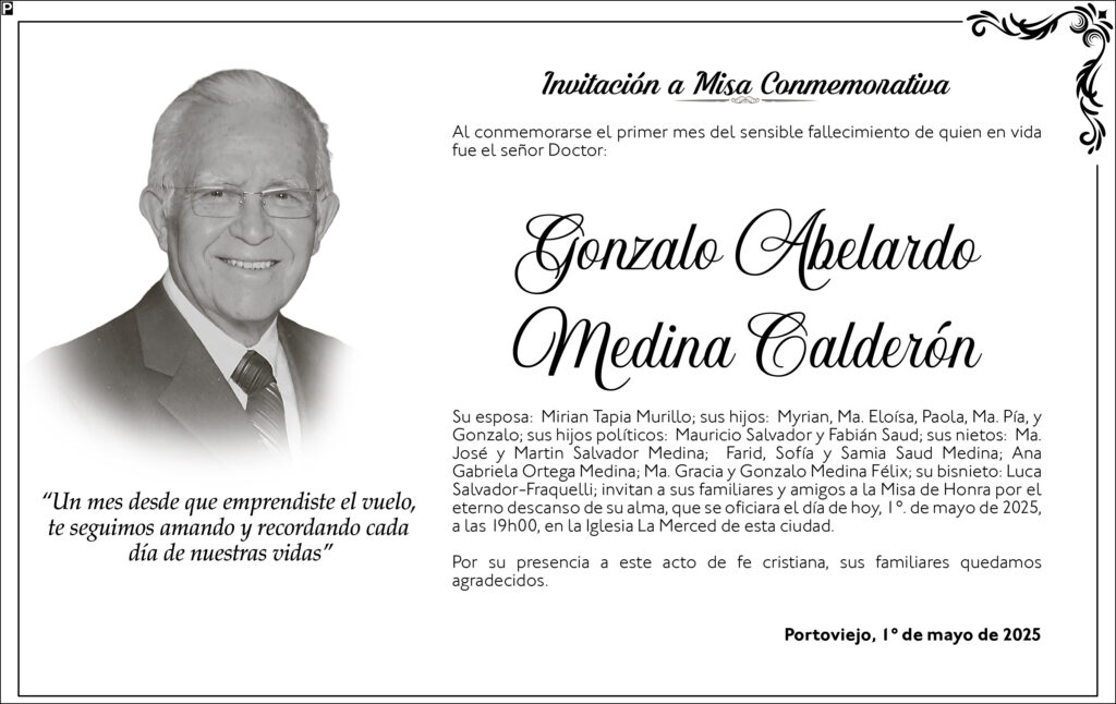 INVITACIÓN A MISA: Gonzalo Abelardo Medina Calderón