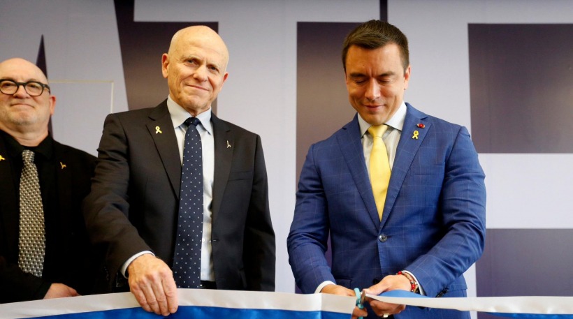 El presidente Daniel Noboa en la inauguración del Centro de Innovación y Emprendimiento en Israel, 5 de mayo de 2025.