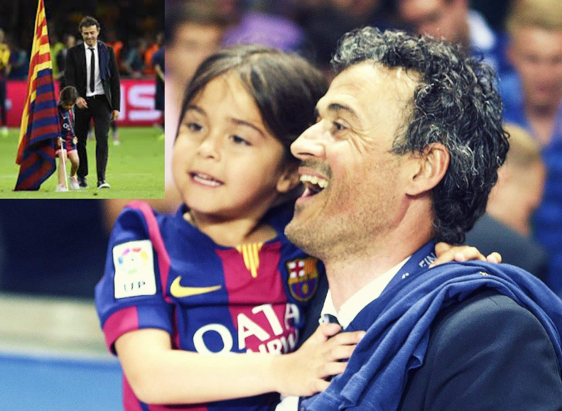 Luis Enrique y su hija celebrando el triunfo de Barcelona