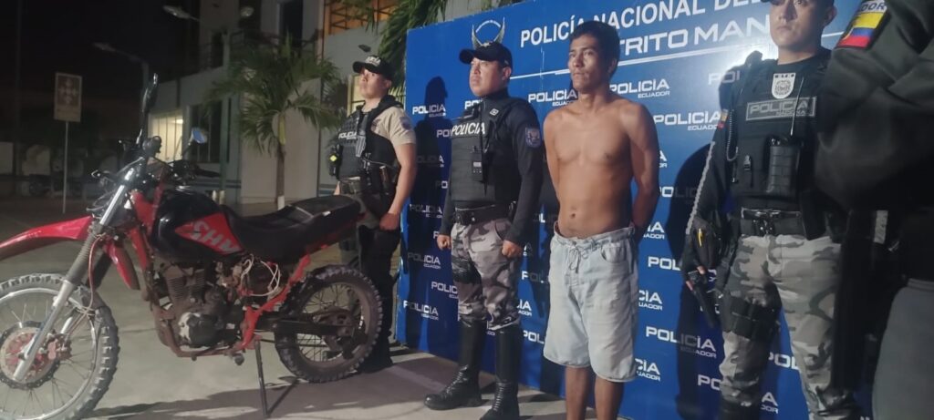 Jorge. G. intentó asesinar a un hombre en La Revancha de Manta. La Policía lo detuvo.