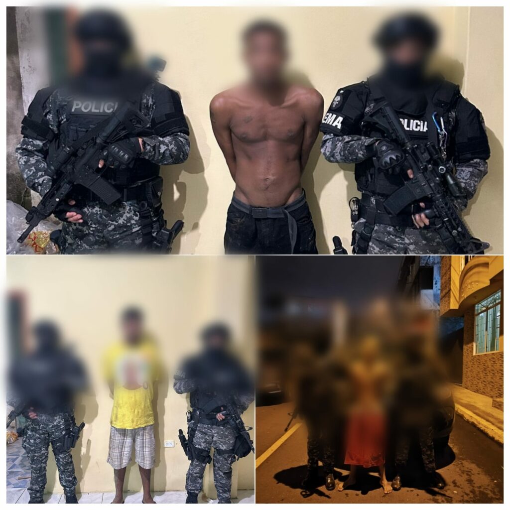 Policía aprehende a tres presuntos miembros de 'Águilas-Choneros' en Santo Domingo de los Tsáchilas